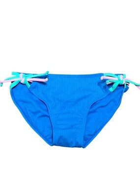 Art Class Blue Bikini Bottom with Pink & Teal Tie Accents, Size YM (8), NWOT